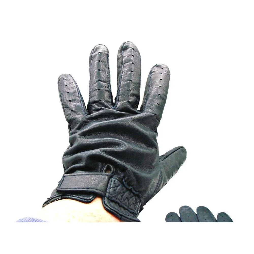 Daniel Hays Navy Blue Top Grain Cowhide Adj Wrist Leather Gloves Womens Size M